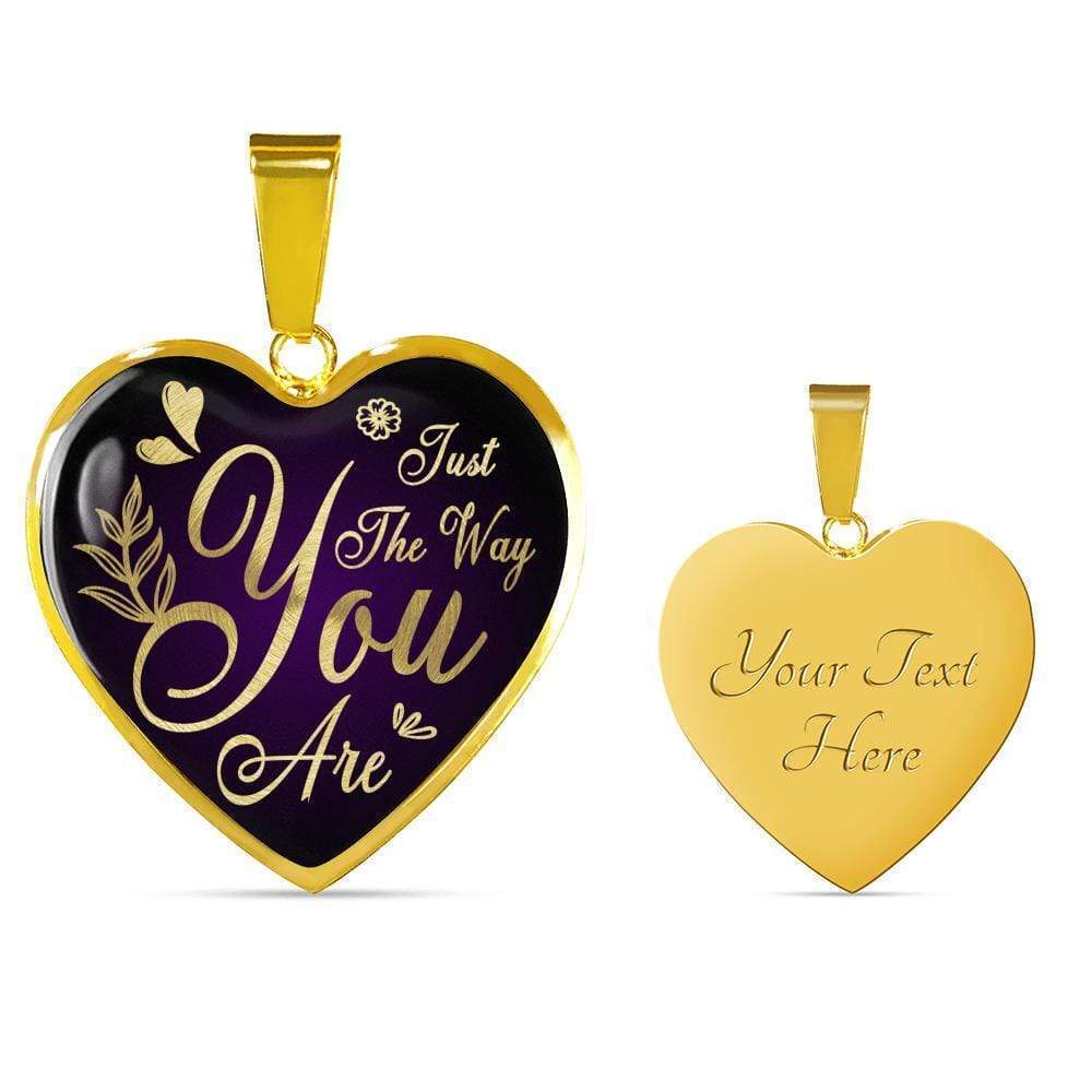 Just The Way You Are Necklace Personalized Engraved Gold Heart Necklace Custom